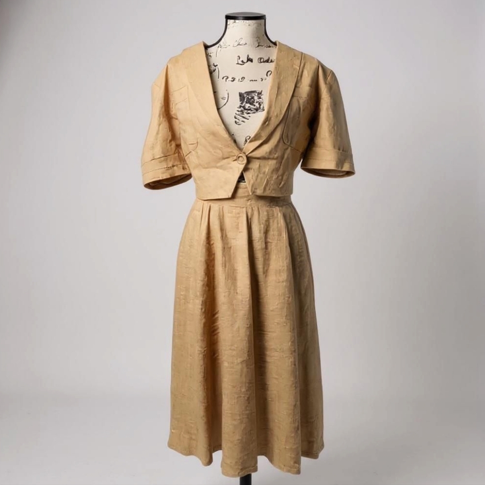 Paul Alexander Vintage Linen Skirt Set Size 6